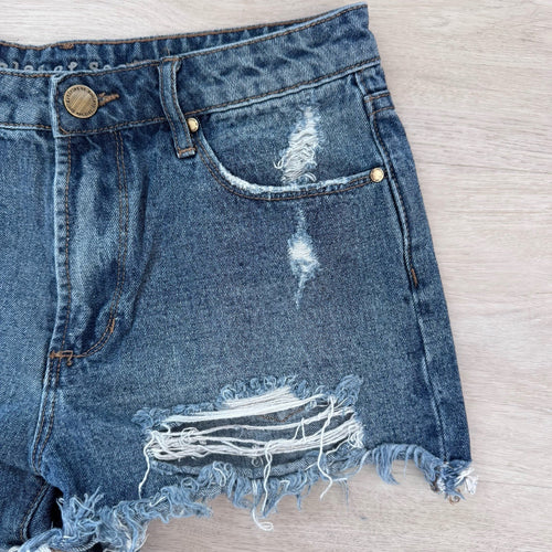 Articles of Society Y2K Distressed Denim Shorts 25 Frayed