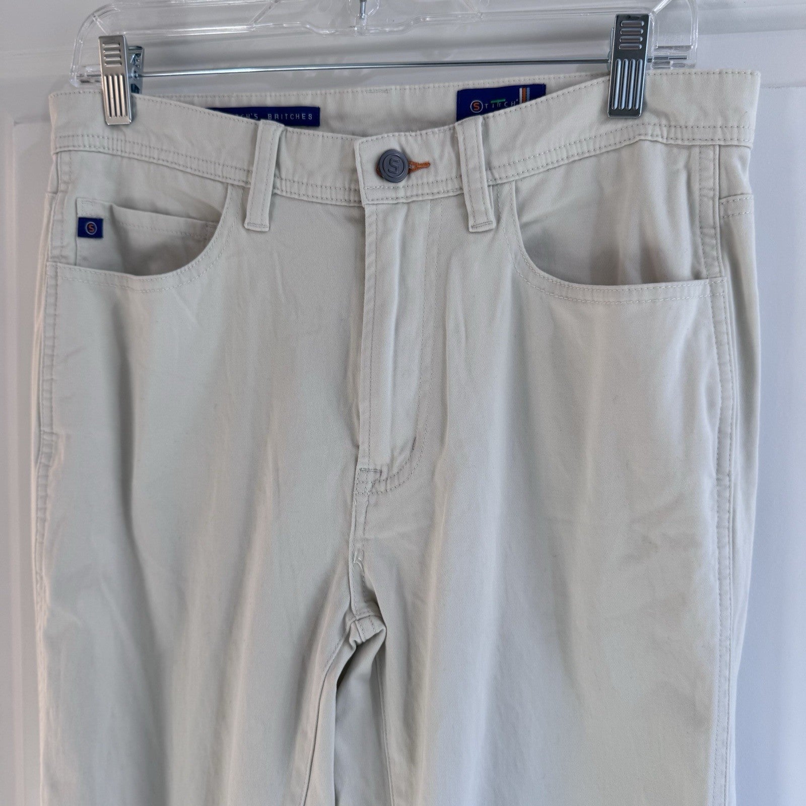 Stitch Golf Pants Mens 30x30 Beige Stretch Performance Trousers Cotton Blend