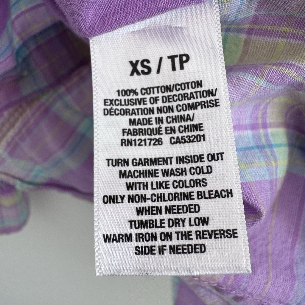 Aeropostale 87 Women’s Plaid Button Down Shirt XS Purple Y2K Pastel Preppy
