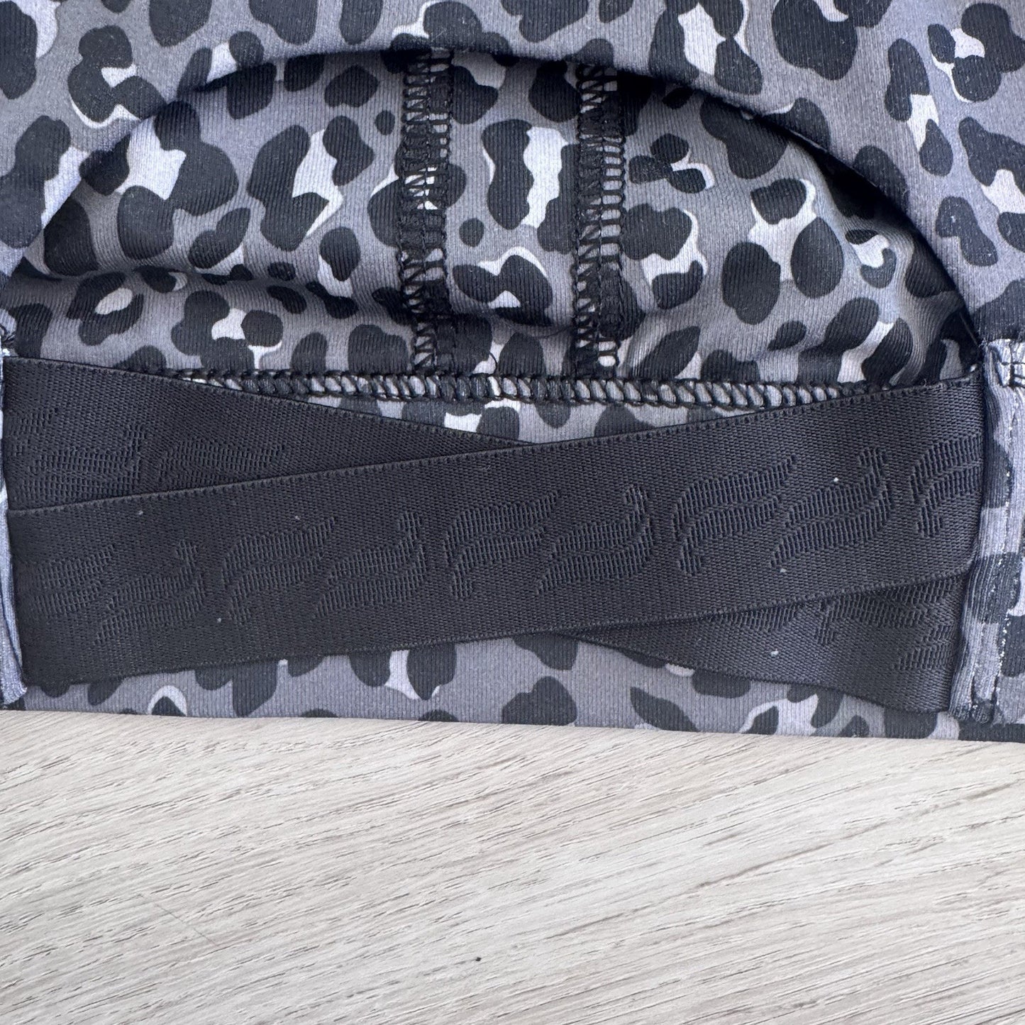 Fabletics Sports Bra Women Small Gray Black Leopard Print Racerback