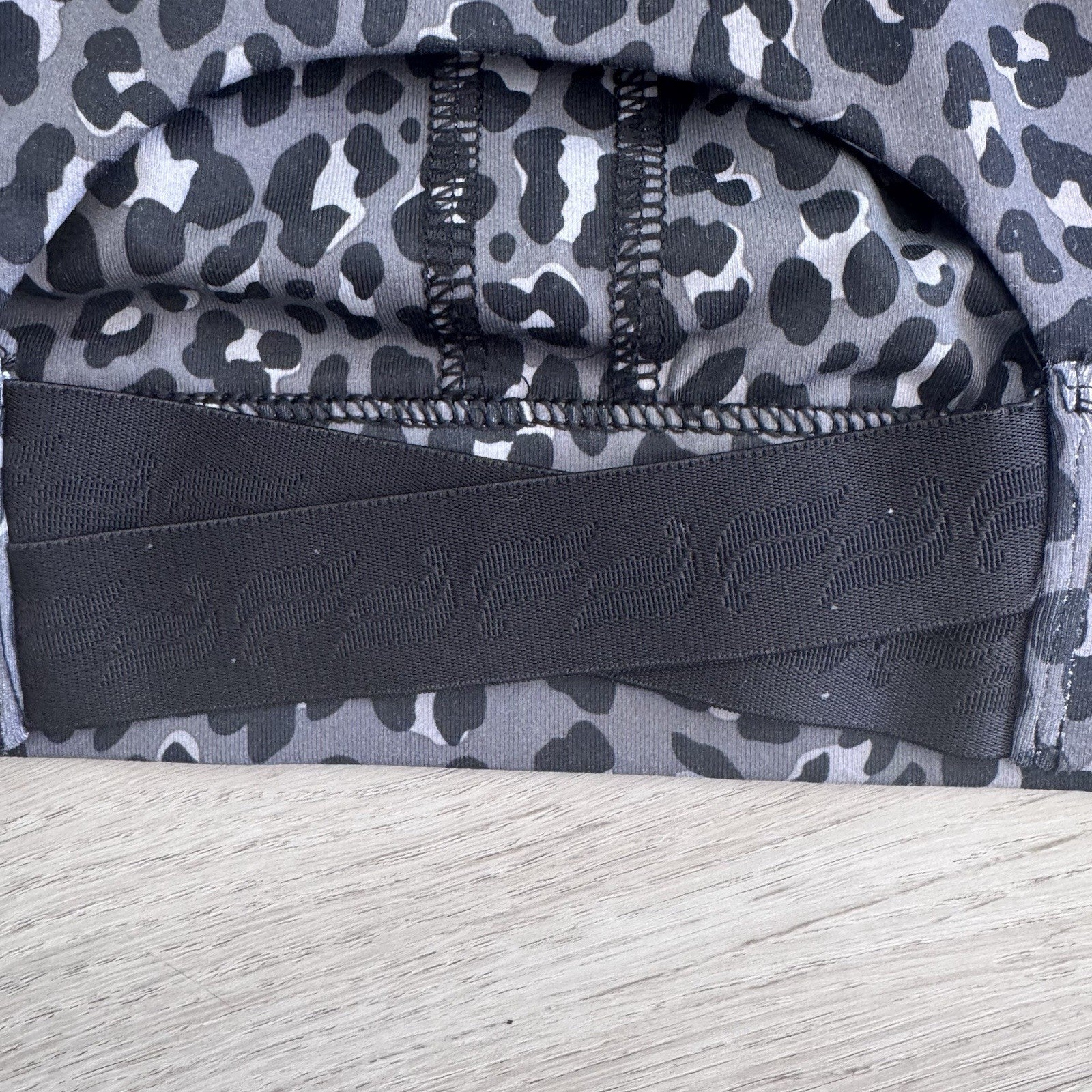 Fabletics Sports Bra Women Small Gray Black Leopard Print Racerback