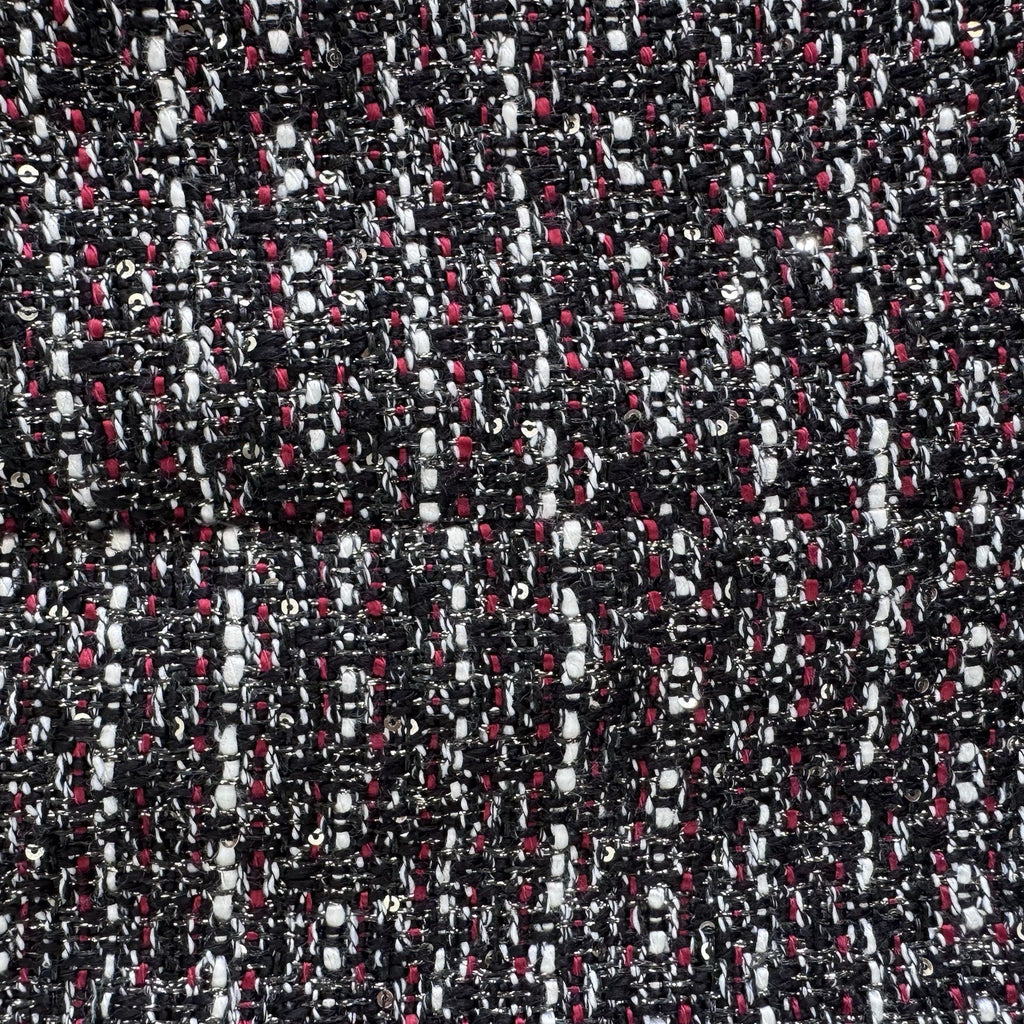 LOFT Tweed Pencil Skirt Size 4 Black Red White Fringe Trim Lined
