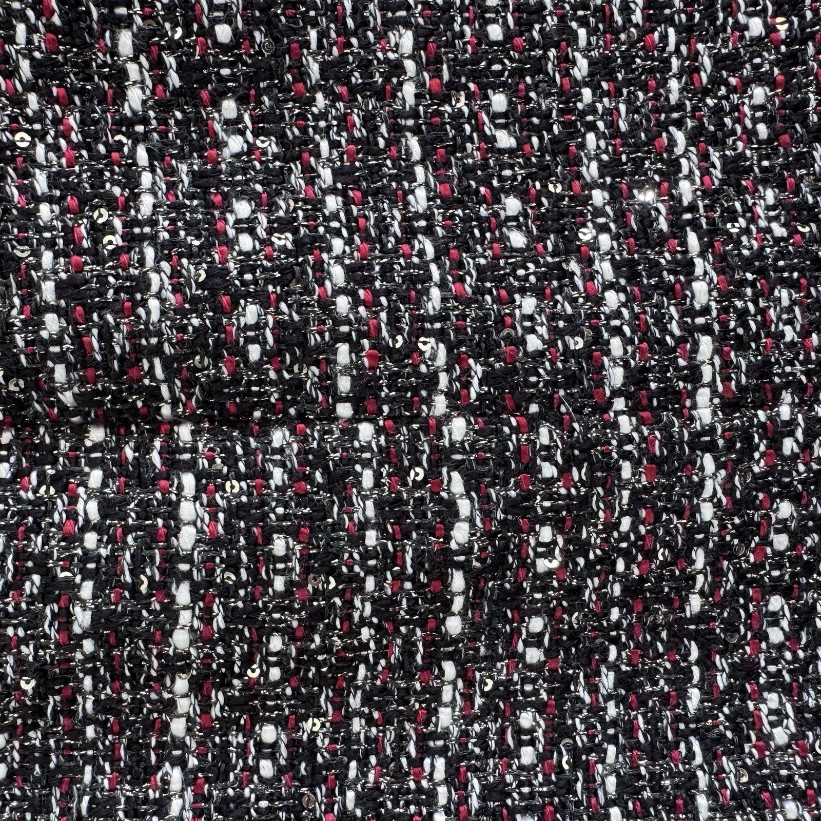 LOFT Tweed Pencil Skirt Size 4 Black Red White Fringe Trim Lined