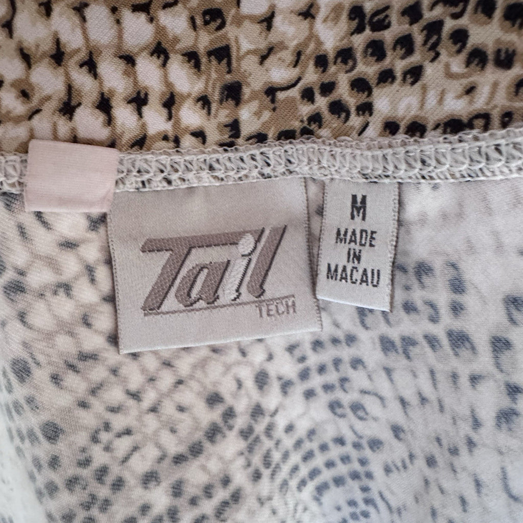 Tail Tech Snake Print Flare Skater Skirt M Beige Stretch Animal Print Y2K