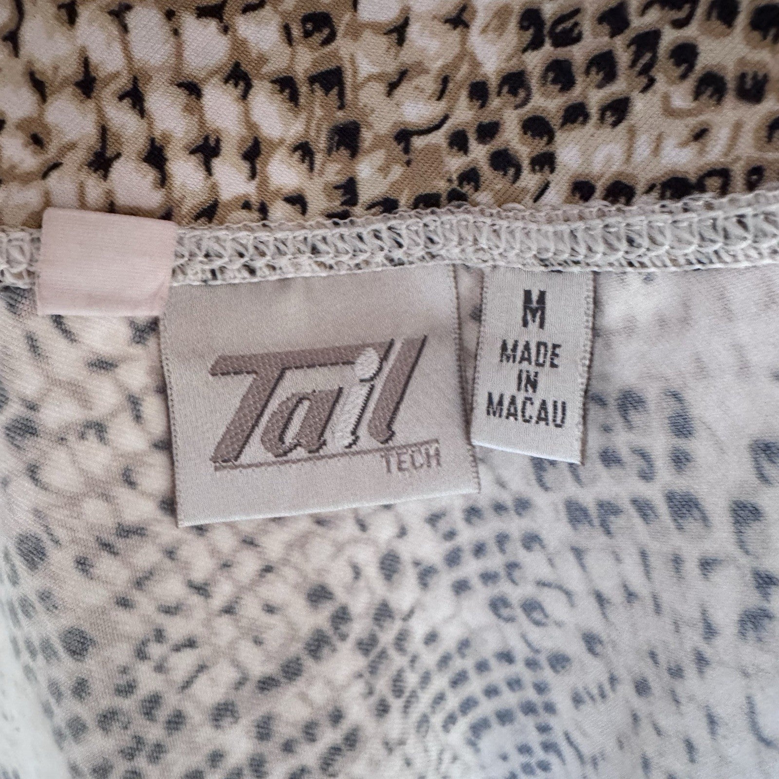 Tail Tech Snake Print Flare Skater Skirt M Beige Stretch Animal Print Y2K