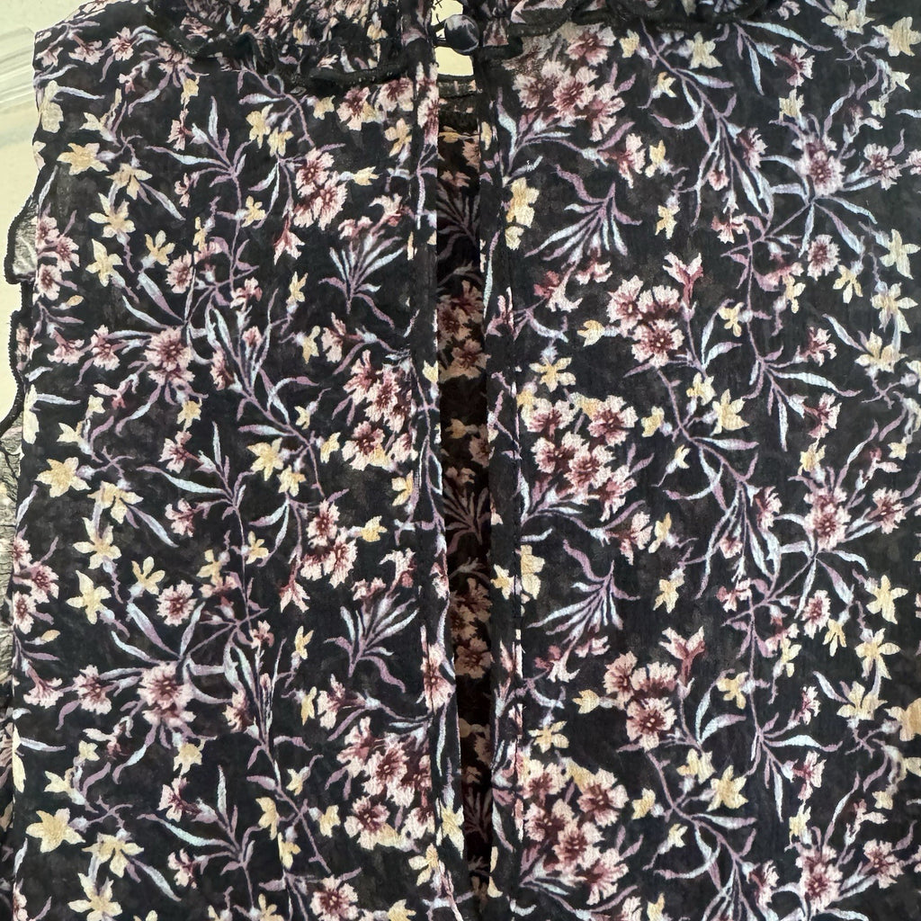 AE American Eagle Floral Ruffle Sleeveless Blouse Top Women XL Boho