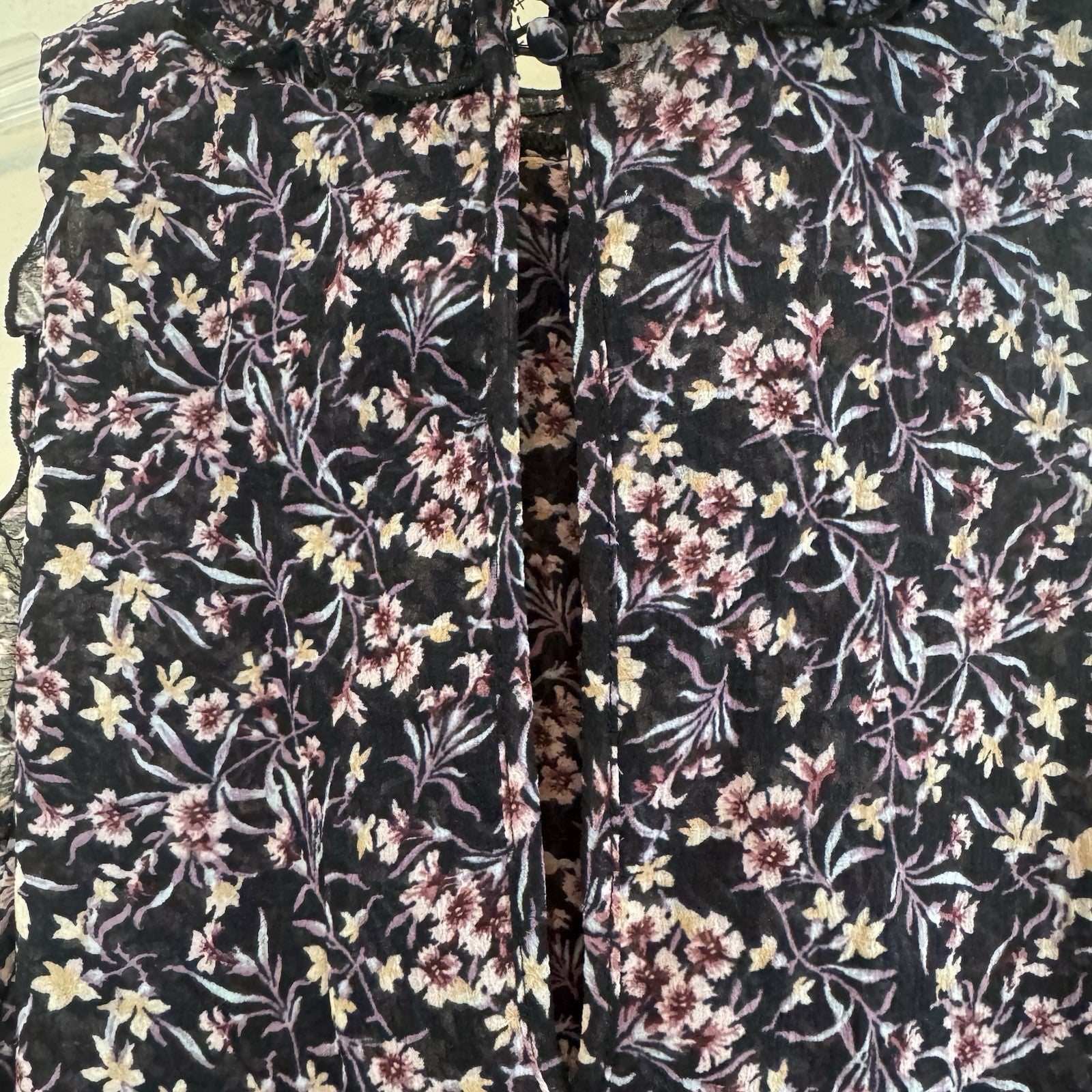 AE American Eagle Floral Ruffle Sleeveless Blouse Top Women XL Boho