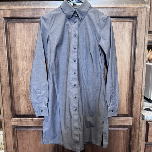 Brooks Brothers Women’s Fitted Button-Down Shirt Dress Gray Size 4 Non-Iron