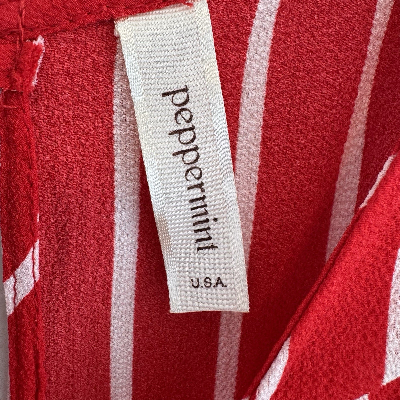 Peppermint Boutique Red White Striped Jumpsuit Small S Wide Leg Cutout Back