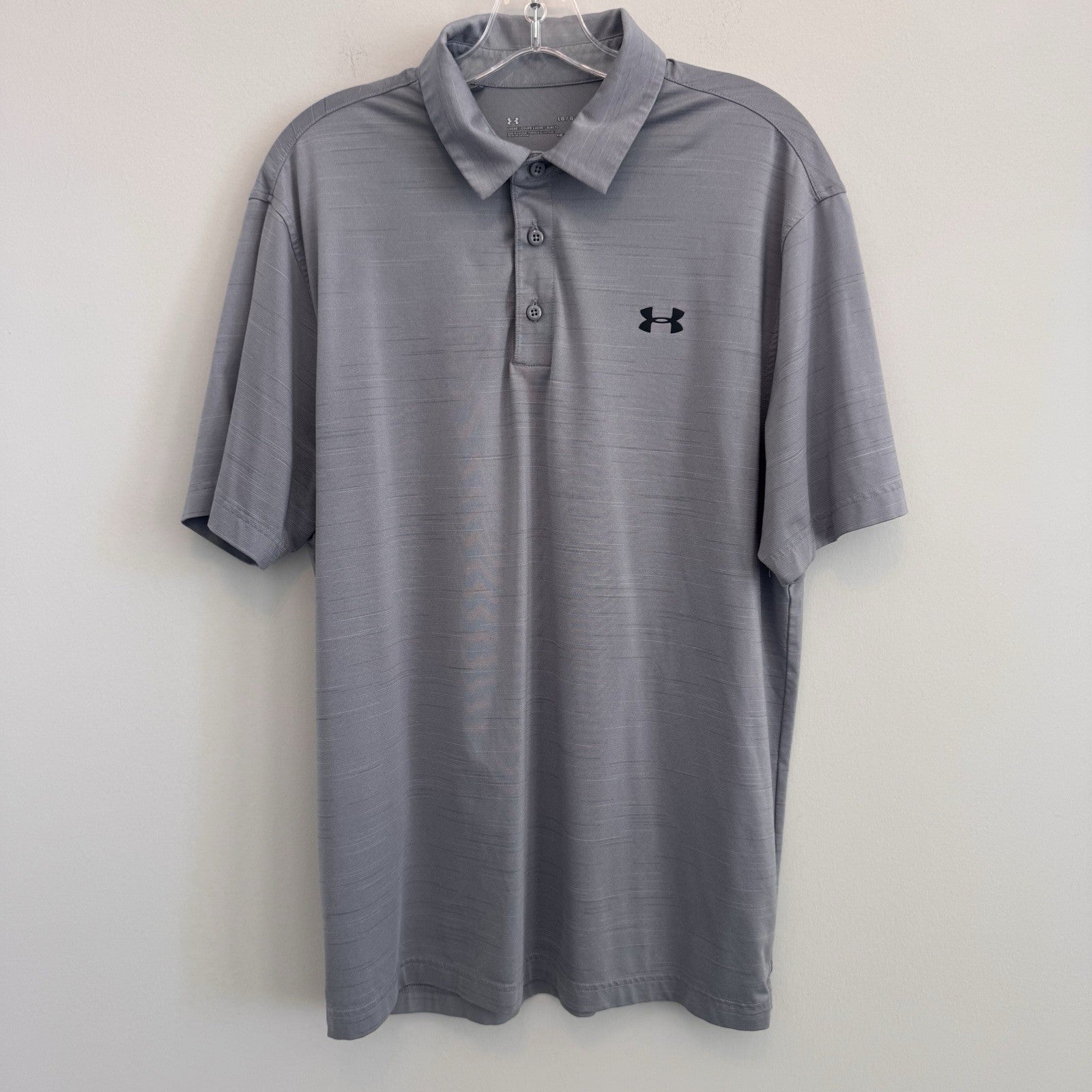 Under Armour HeatGear Men's Large Gray Polo Shirt Loose Fit Golf Activewear