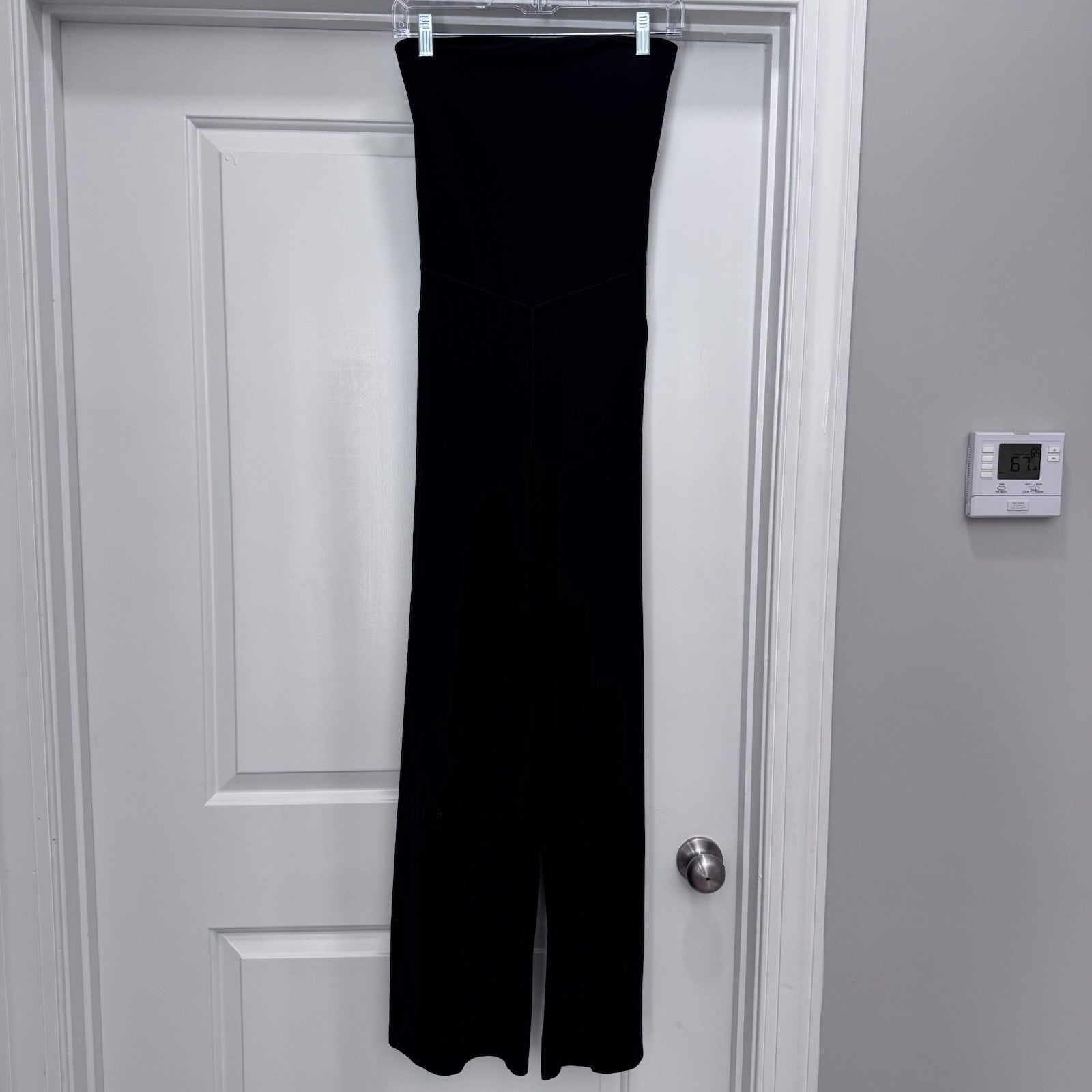 Aerie Offline Jumpsuit Size Small Black Strapless Wide Leg Real Me