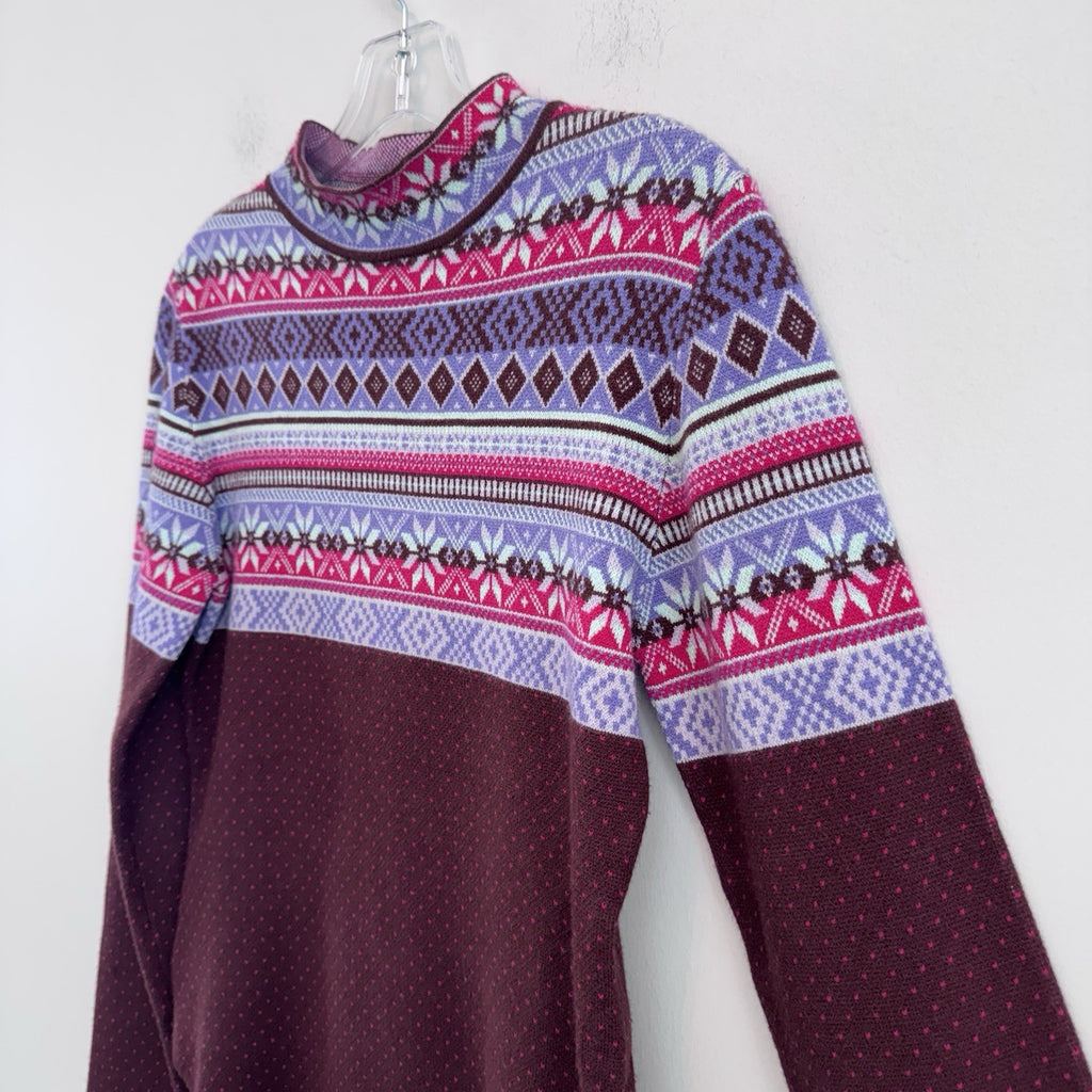 NWT Free People Intimately Fair Isle Knit Bodysuit Sweater Pink Purple L Women’s
