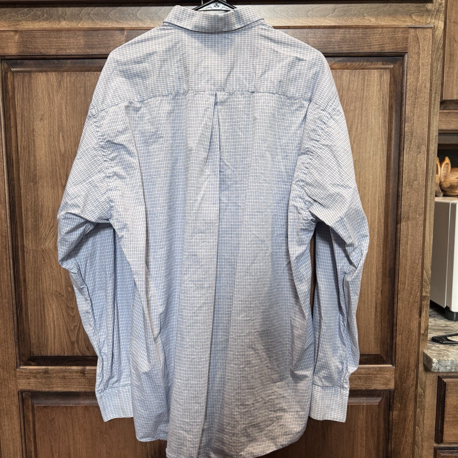 Burberry London Men’s XL Button-Down Shirt Made in USA – Blue Check 100% Cotton