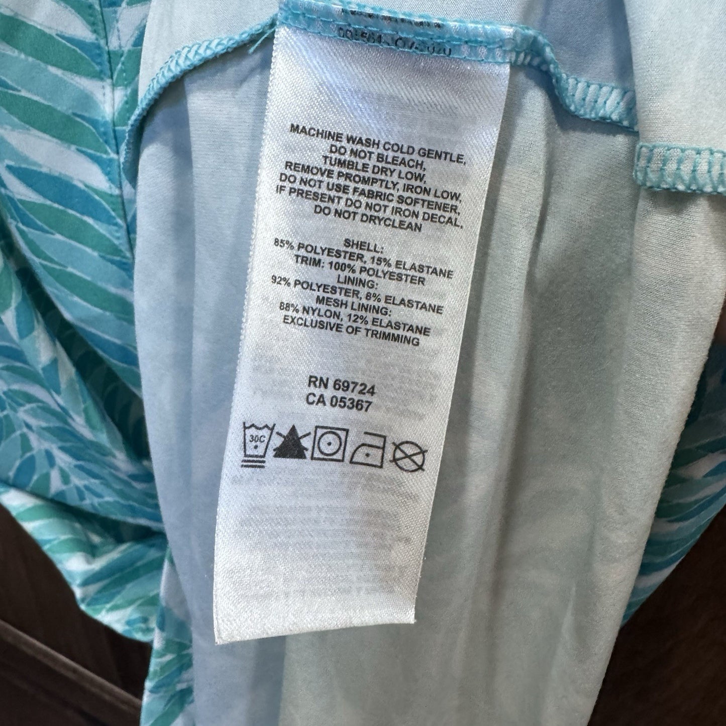 Columbia Omni-Wick Sleeveless Tank Top Small Leaf Print Blue Green Athletic