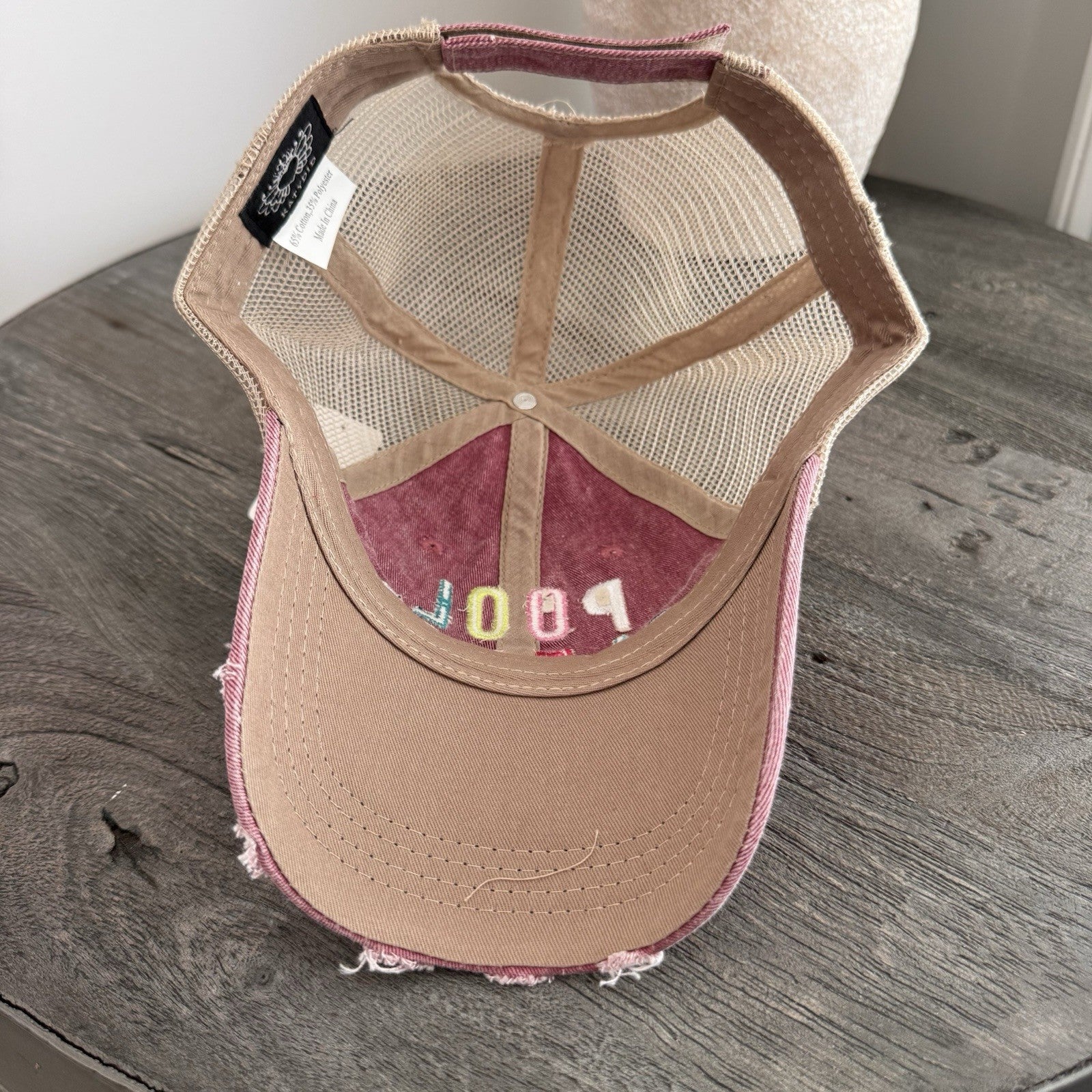 Pool Please Hat KatyDid Pink Trucker Distressed Mesh Snapback Cap NWT Boutique