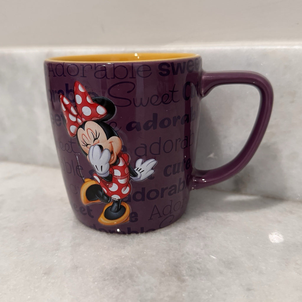 Disney Parks Minnie Mouse Purple Yellow Coffee Mug Cute Sweet Adorable Cup