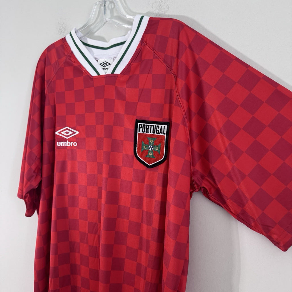 New Umbro Portugal Soccer Jersey Men’s L Red Checkered World Cup 2026 Football