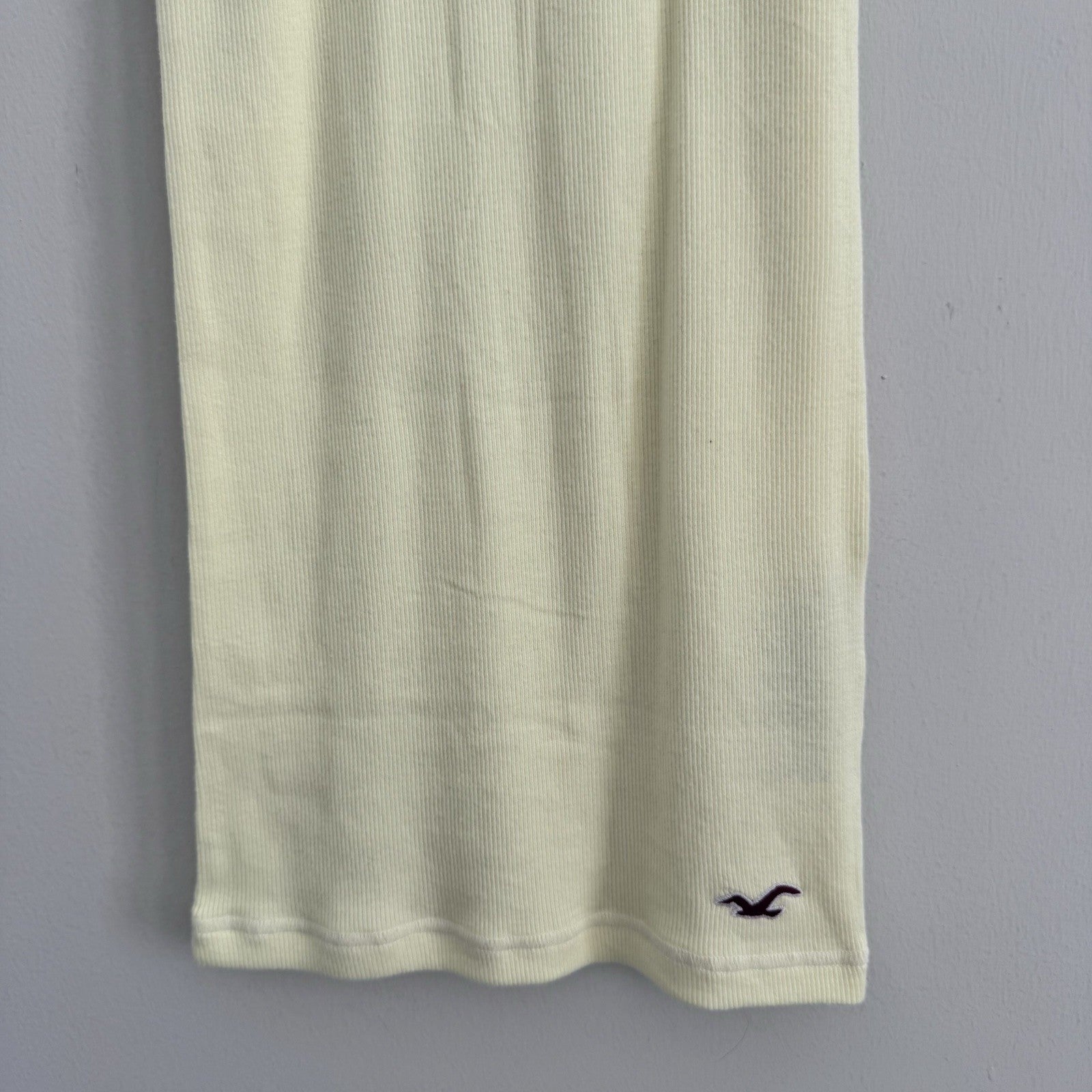 Hollister Floral Ribbed Tank Top Womens Small Yellow Racerback Y2K