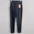 New Mix Faux Leather Leggings S Black High Rise Stretch NWT