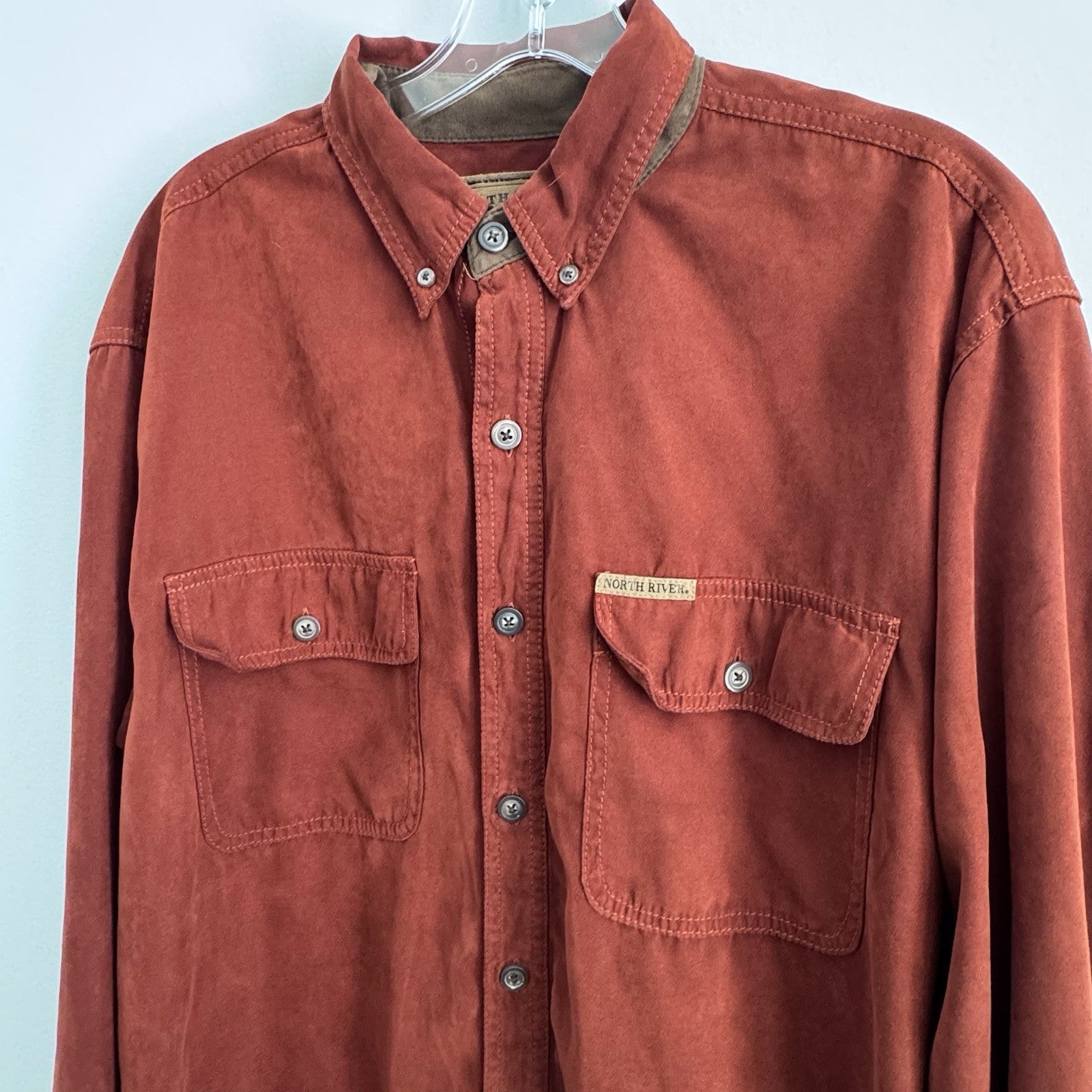 North River Outfitters Shirt Mens M Red Button Down Flannel 100% Cotton
