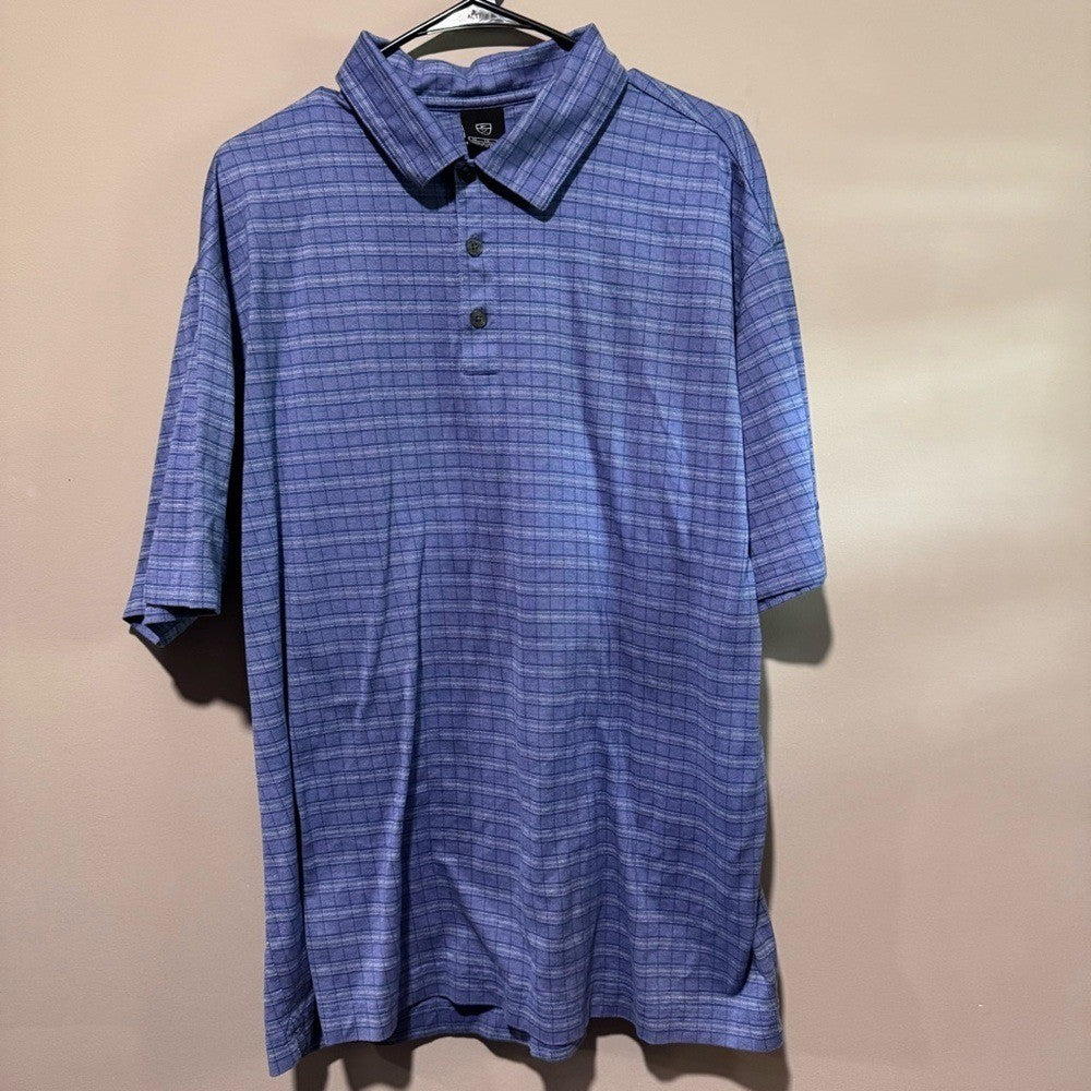 Nike Golf Dri-Fit Polo Shirt Men's XL Blue Plaid Check Pattern