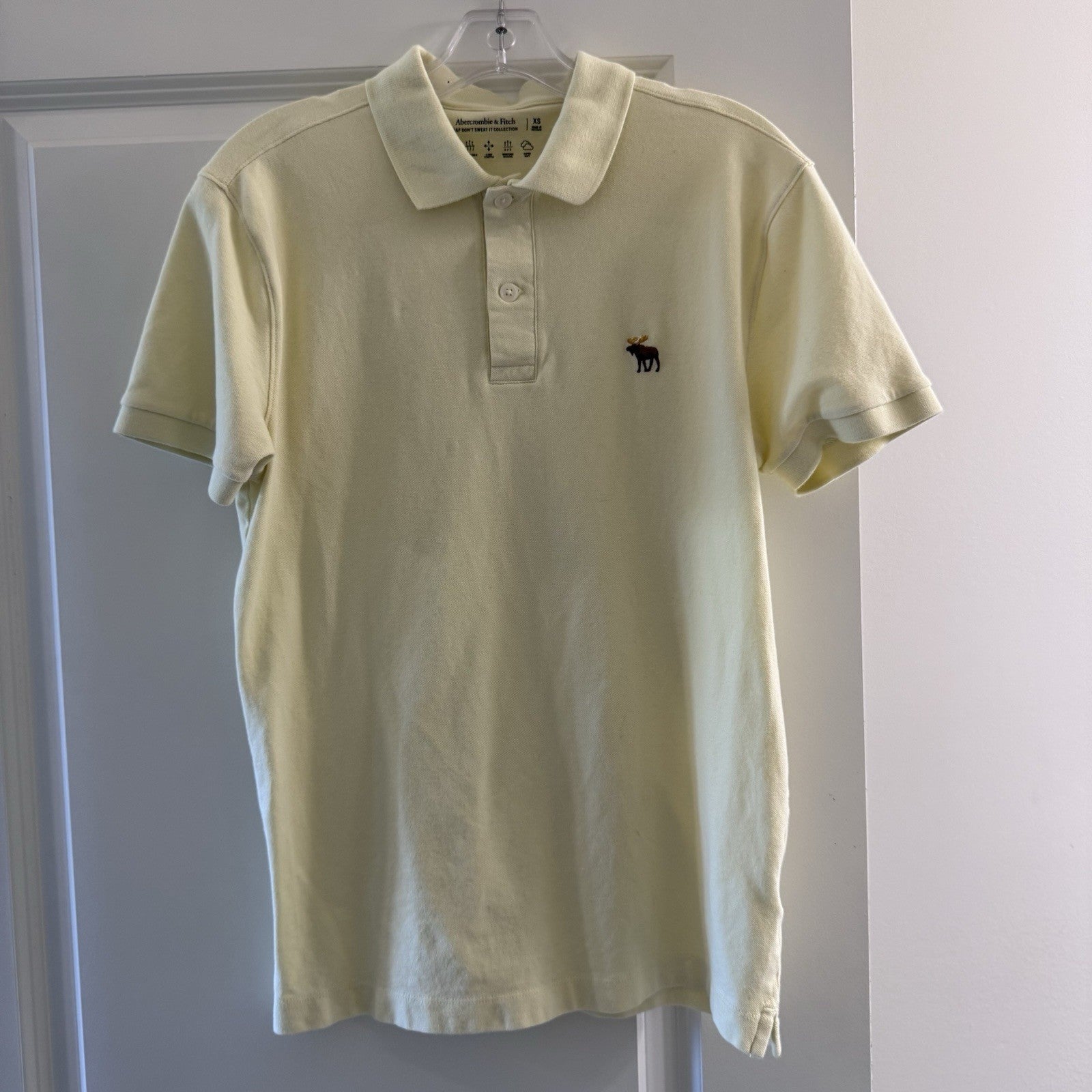 Abercrombie & Fitch Polo Shirt Mens XS Yellow Moose Logo Cotton Blend