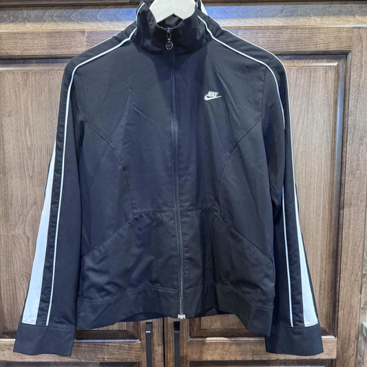 Vintage Nike Black Full Zip Track Jacket Women's Medium M Retro Swoosh VTG Style