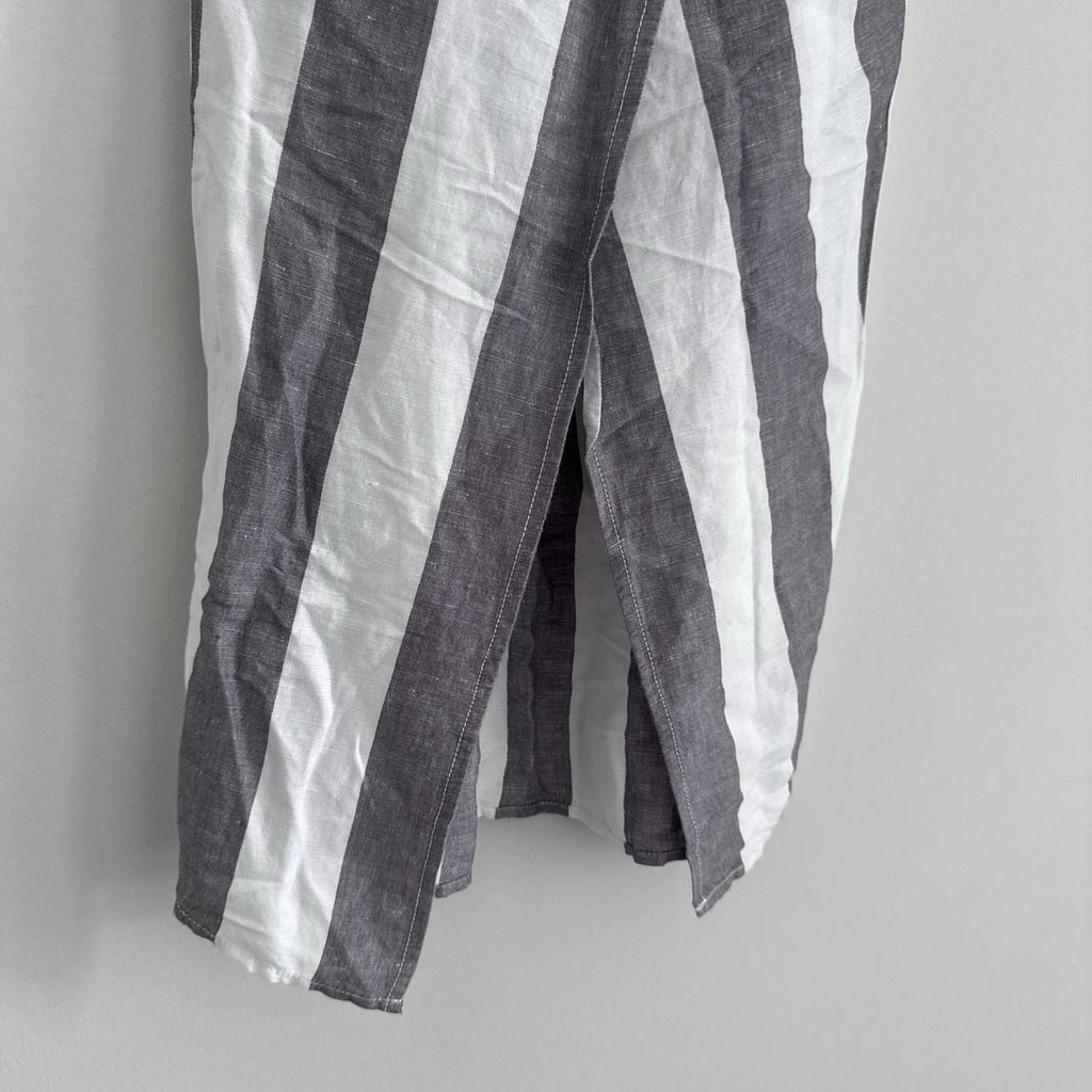 Madewell Linen Blend Wrap Wide Leg Pants XXS Gray Stripe NWT