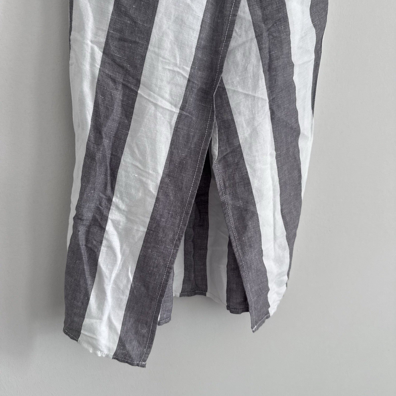 Madewell Linen Blend Wrap Wide Leg Pants XXS Gray Stripe NWT