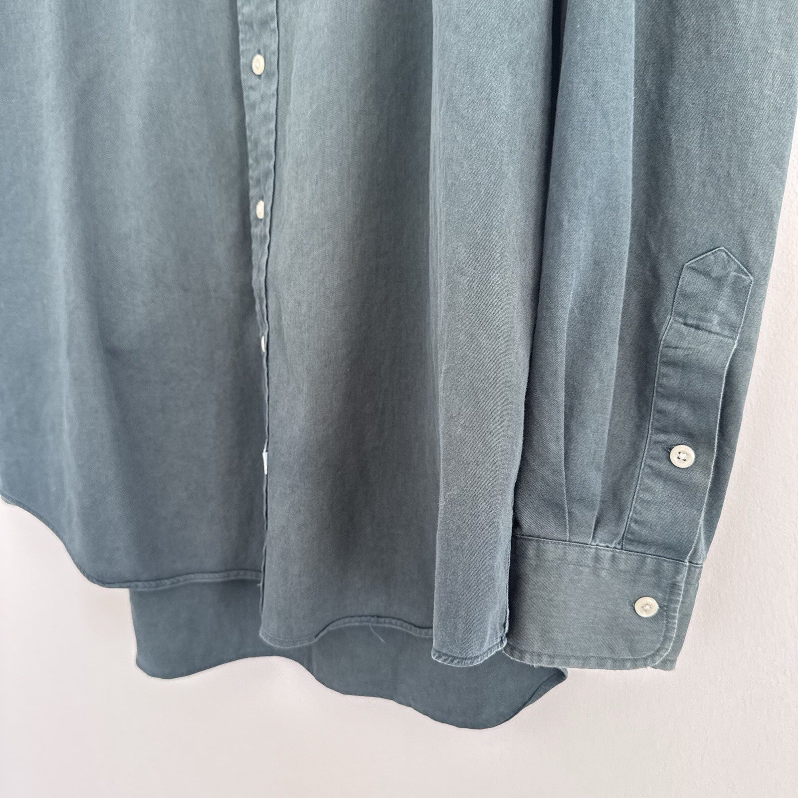 Ralph Lauren XL Green Button Down Shirt Pink Pony 100% Cotton