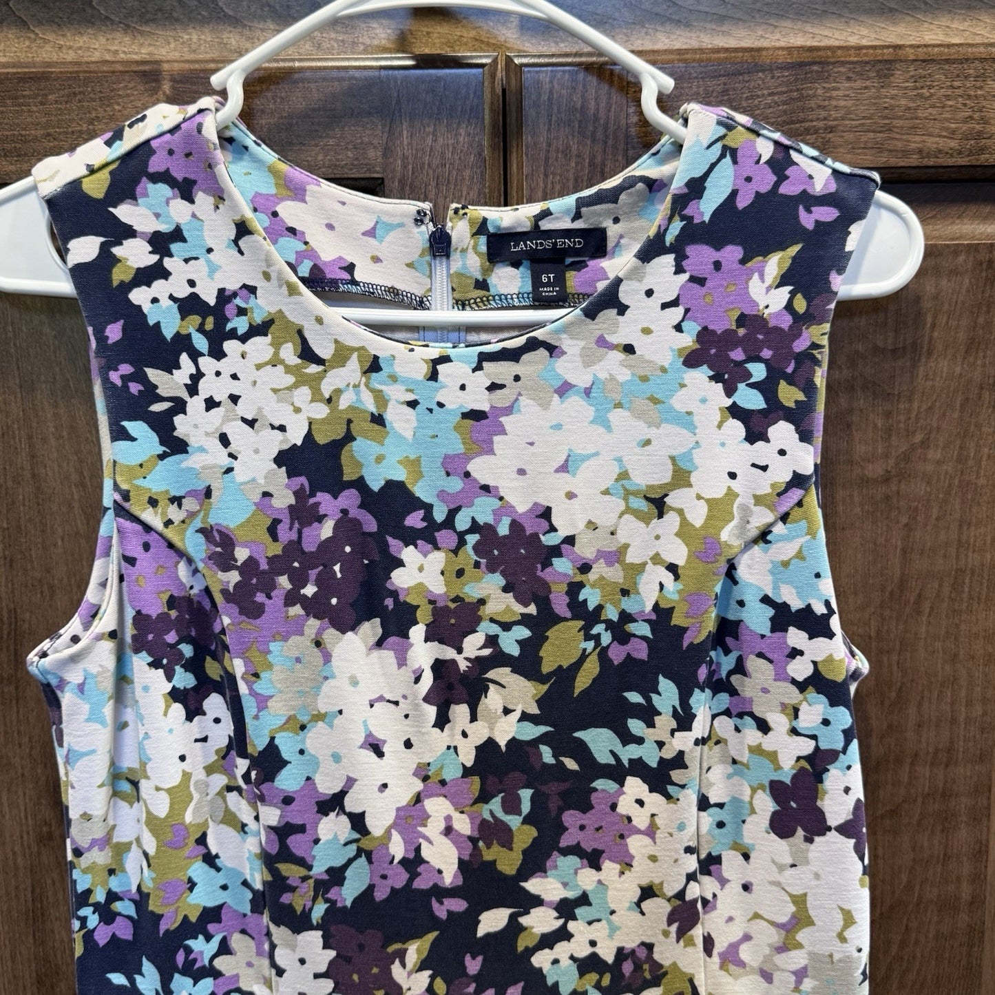 Lands’ End Women’s Sleeveless Floral Dress Size 6 Tall Multicolor Fit & Flare