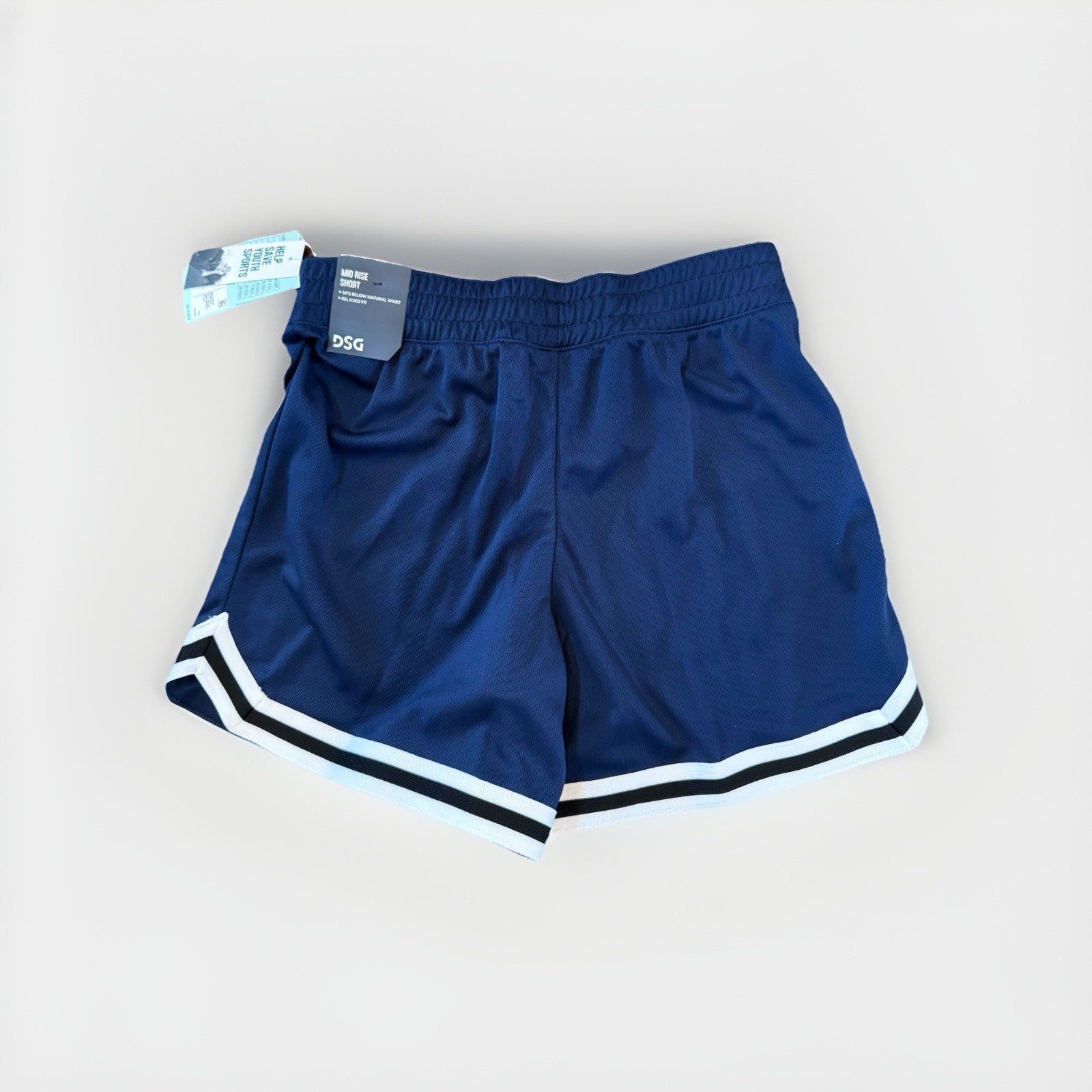 DSG Girls Navy Mesh Athletic Shorts Size L Mid Rise Relaxed Fit NWT