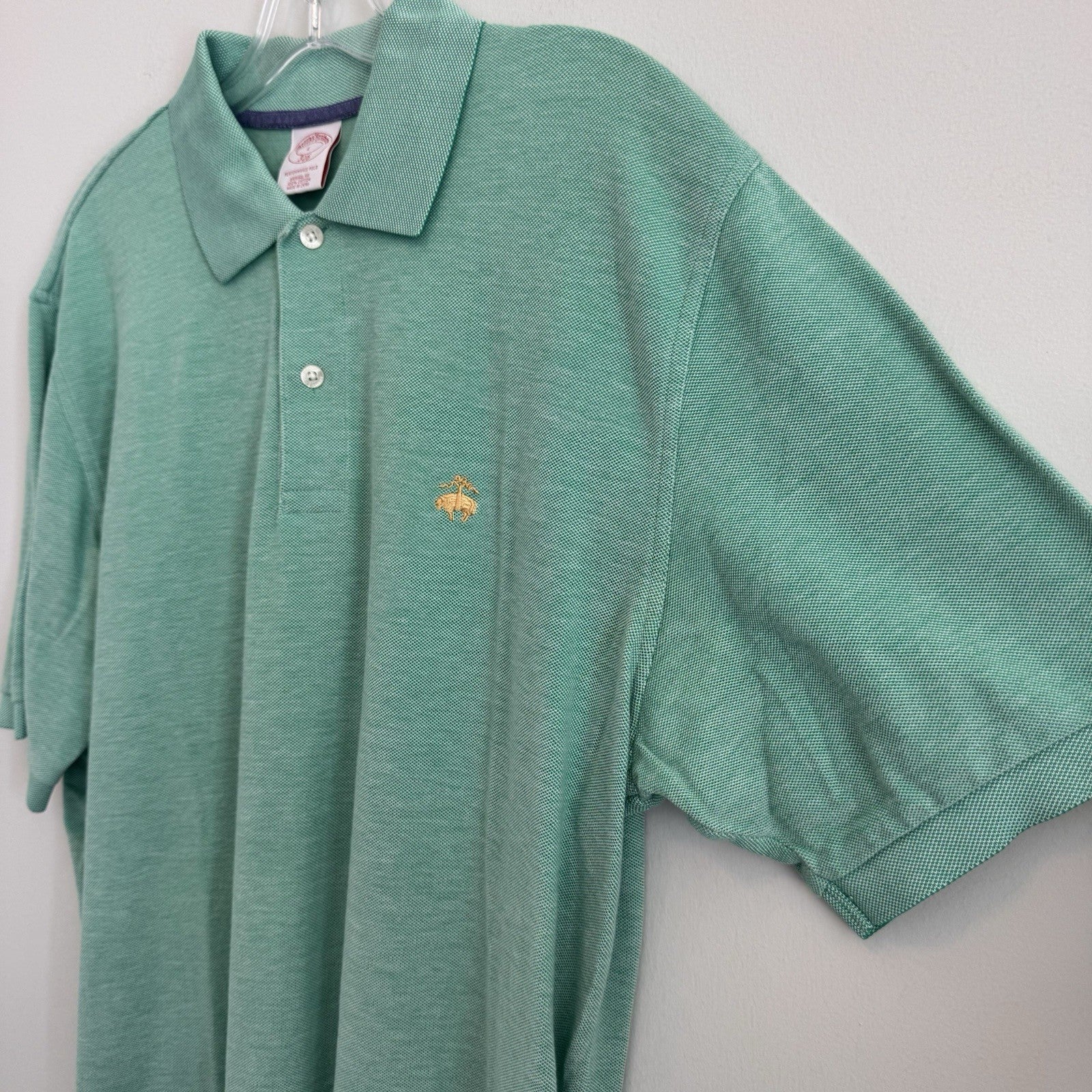 Brooks Brothers 346 Performance Polo Shirt Mens Large Green Pique Original Fit