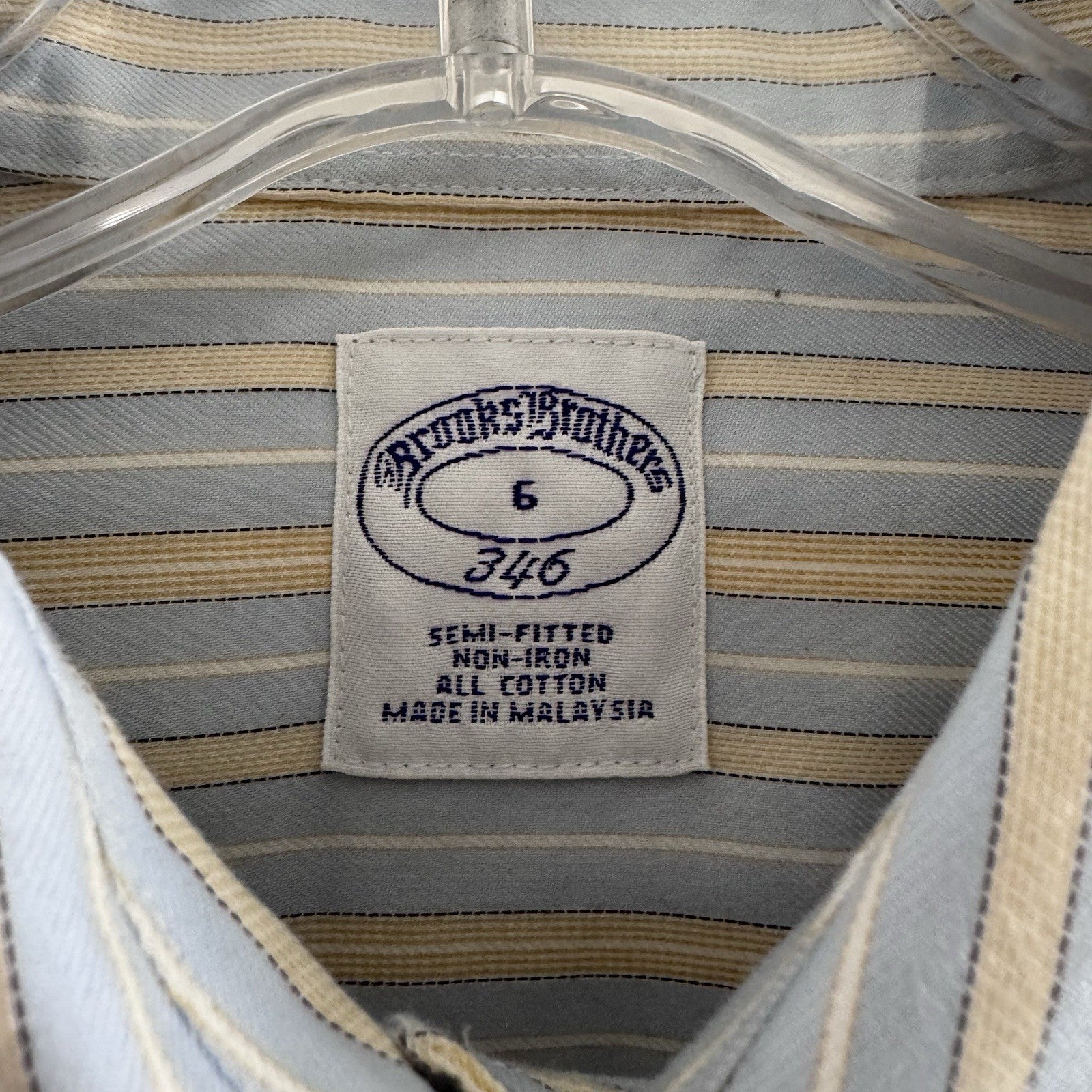 Brooks Brothers 346 Striped Button-Up Shirt Size 6 Non-Iron Cotton Malaysia