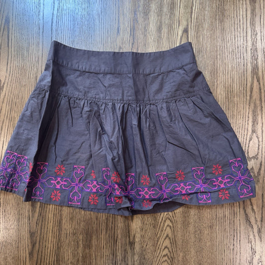 AEO American Eagle Embroidered Skort Size Small Gray Pink Purple Boho