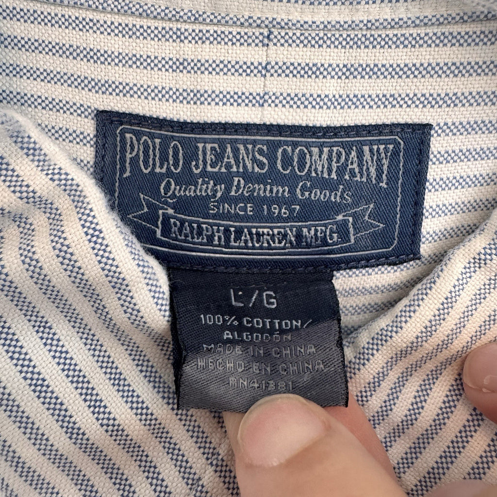 VTG Polo Jeans Co Ralph Lauren Stripe Button Down Shirt Large Cotton Men’s