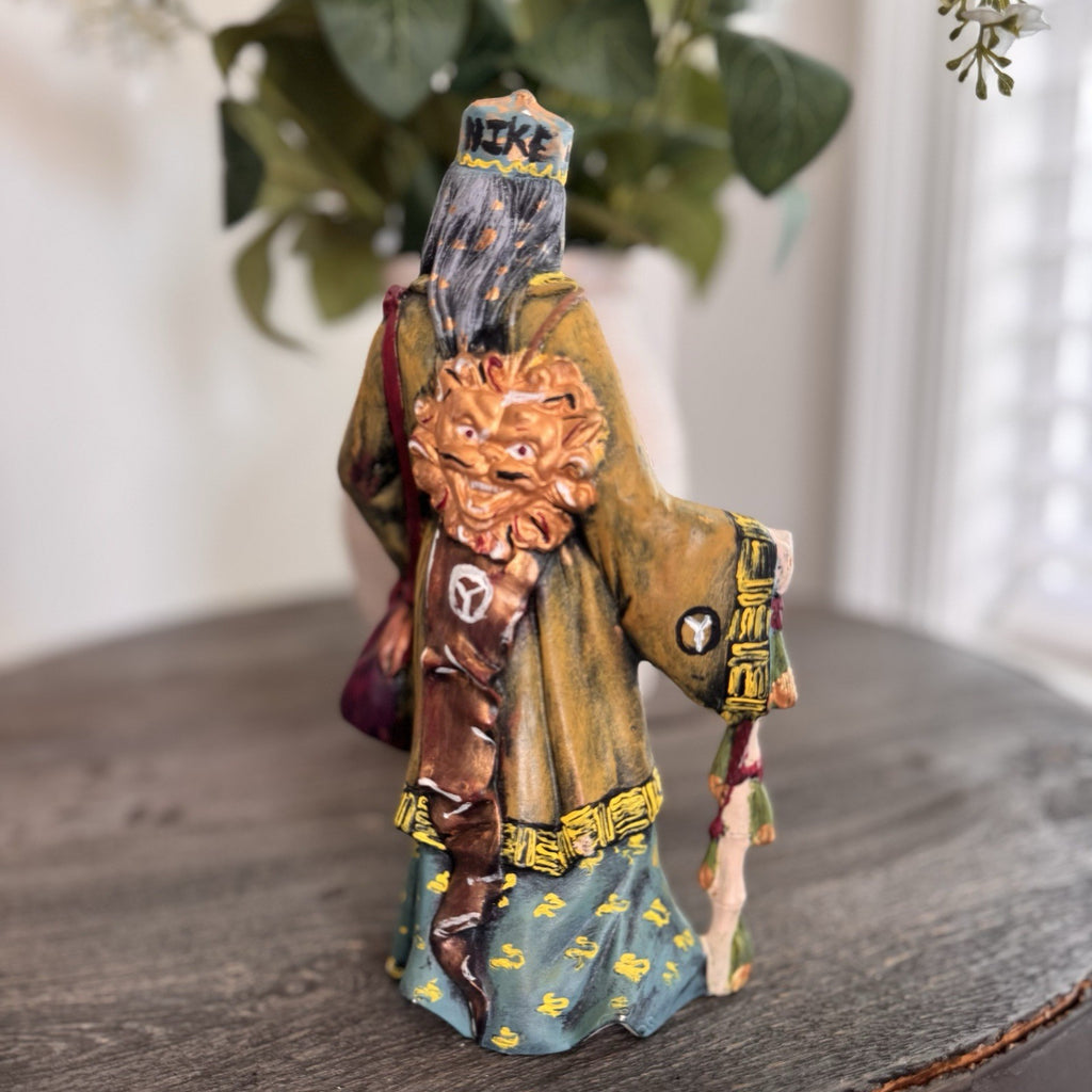 Vintage Oriental Wizard Figurine Wise Man Yin Yang Immortals Chinoiserie 9"