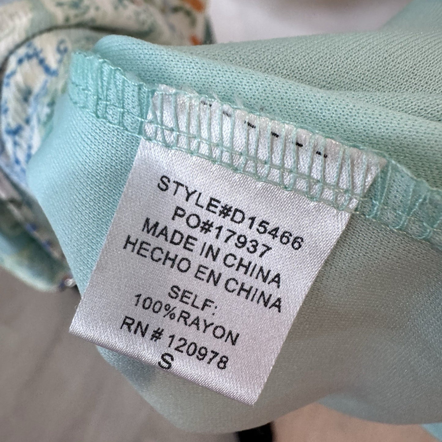 Entro Womens Tiered Boho Tunic Top Blue Green Floral Size S