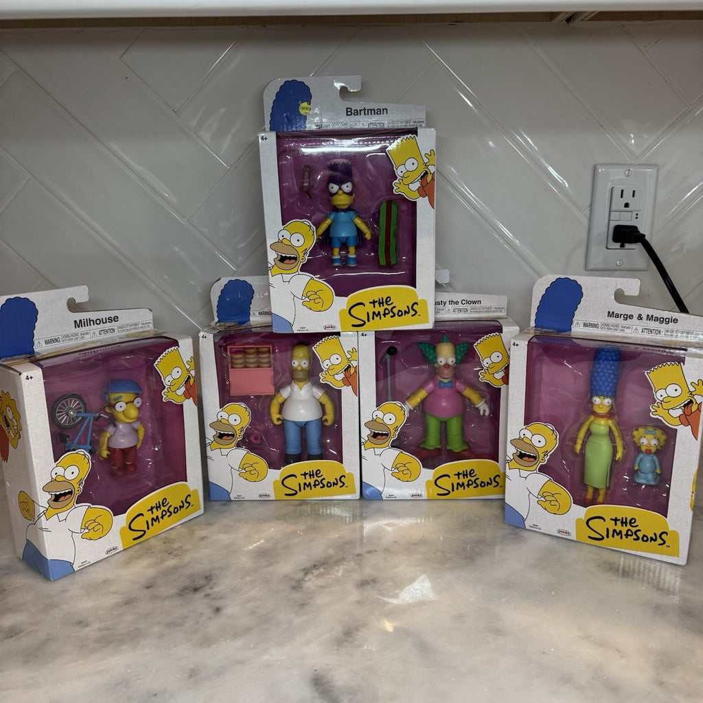 The Simpsons Action Figure Lot Bartman Homer Millhouse Kristy Marge Maggie Jakks