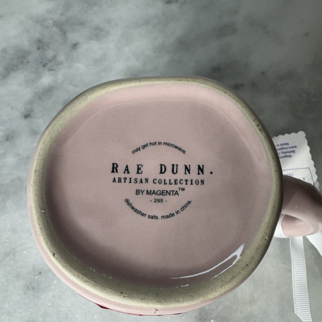 Rae Dunn MOM EST. 2026 Pink Mug Bow Handle Baby Shower New