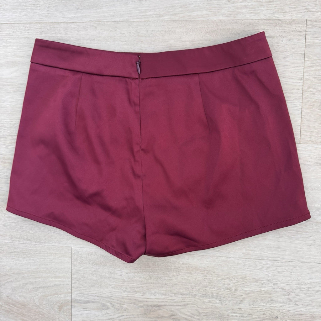 Express Burgundy Wrap Skort Size 2 High Rise Mini Career Chic Women’s