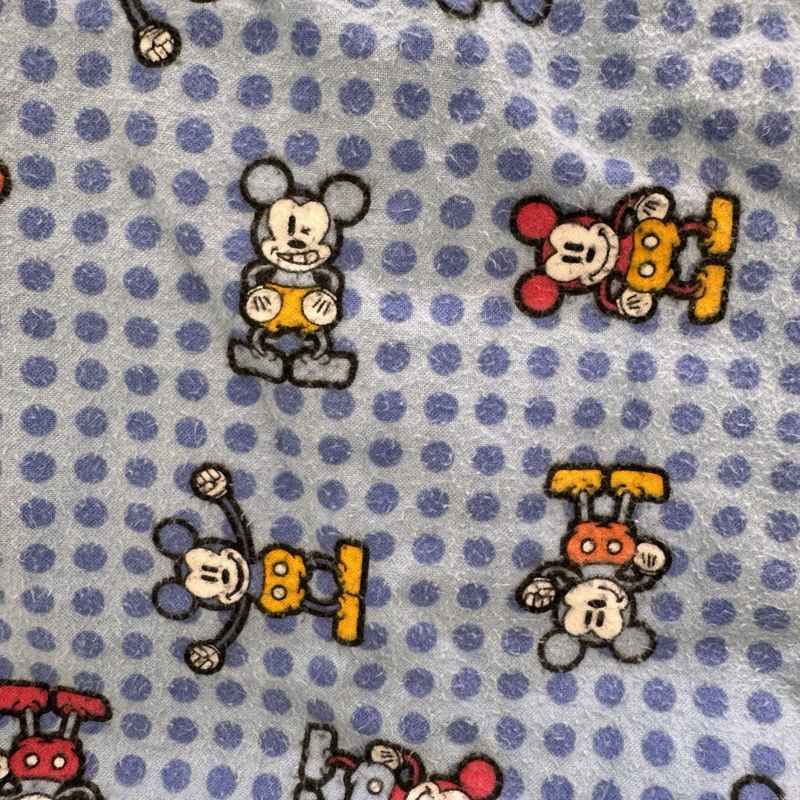Vintage Mickey Mouse Pajama Set L Disney Flannel Sleepwear Y2K Lounge Set