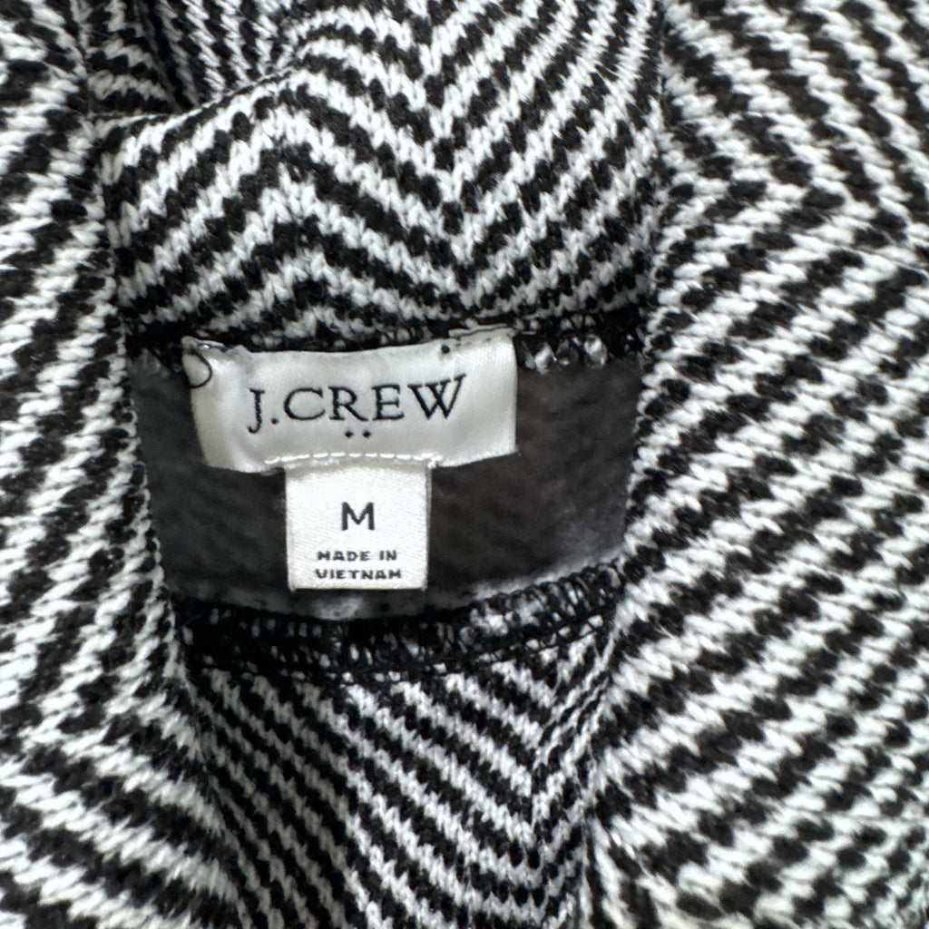J.Crew Herringbone Funnel Neck Top Medium Black White Long Sleeve Knit Pullover