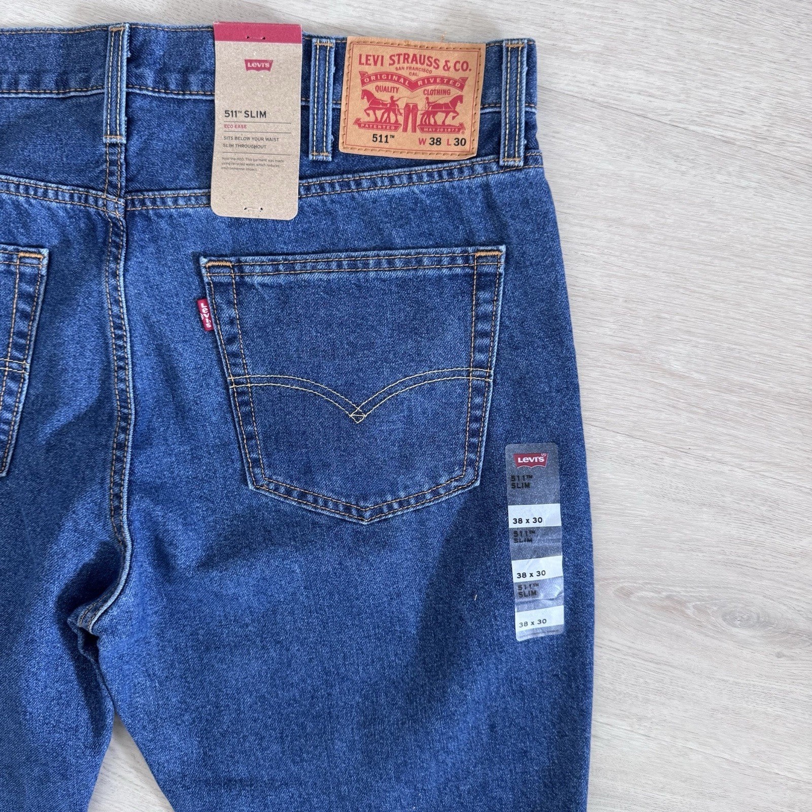 Levis 511 Slim Jeans 38x30 Eco Ease Blue Denim NWT