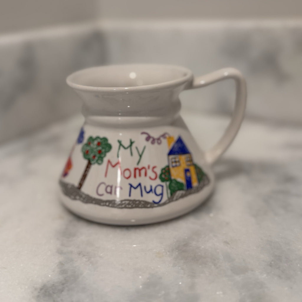 Vintage My Mom's Car Mug Wide Base No-Tip Ceramic Commuter Travel Cup Retro
