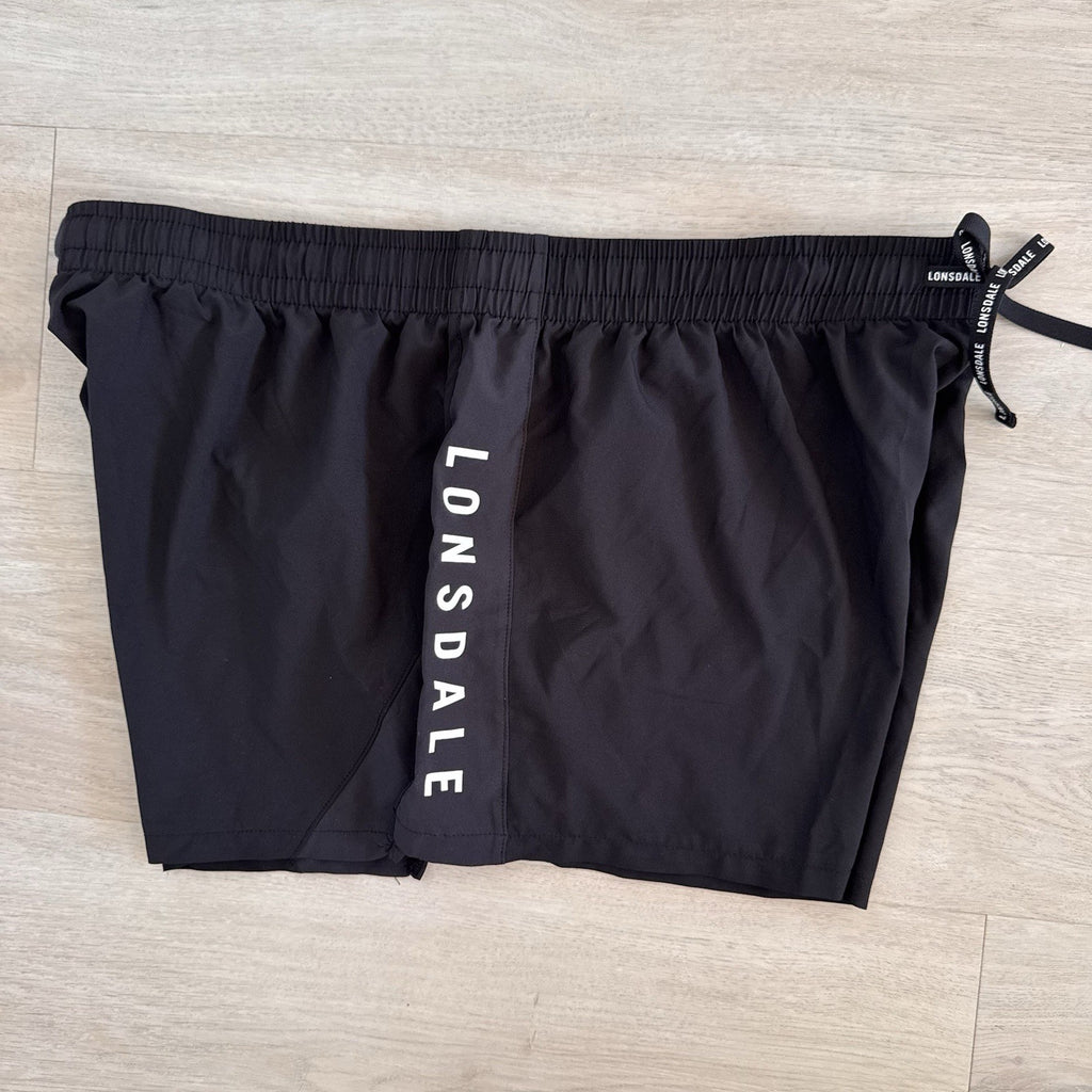 Lonsdale London Women’s Black Athletic Shorts Size 18 Logo Drawstring