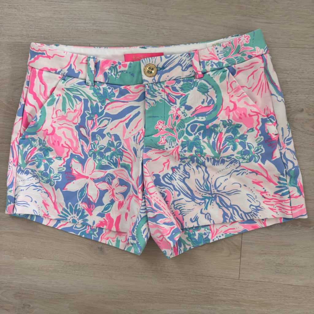 Lilly Pulitzer Printed Callahan  Shorts Sz 2 Pink Blue Tropical 2019 Women’s