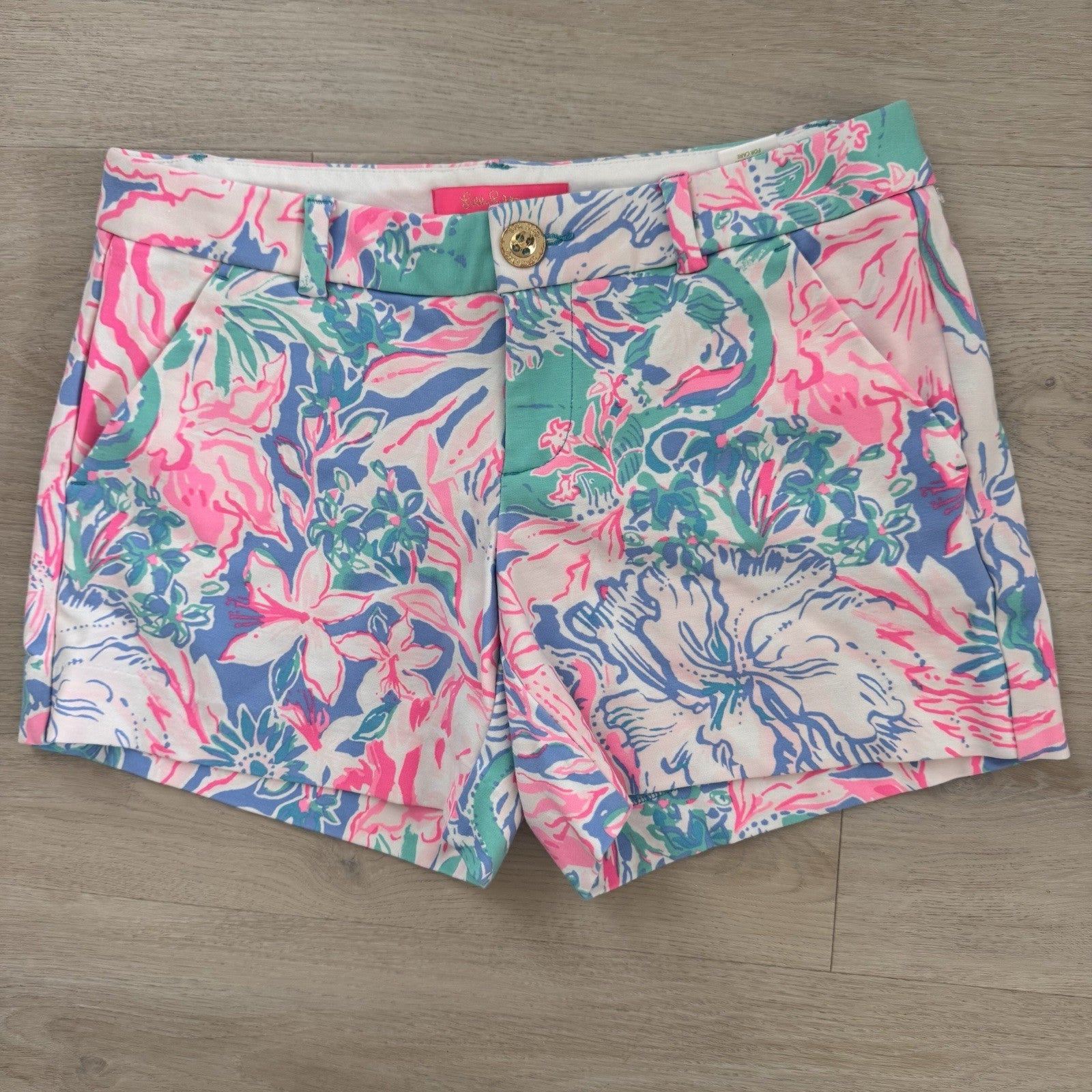 Lilly Pulitzer Printed Callahan  Shorts Sz 2 Pink Blue Tropical 2019 Women’s