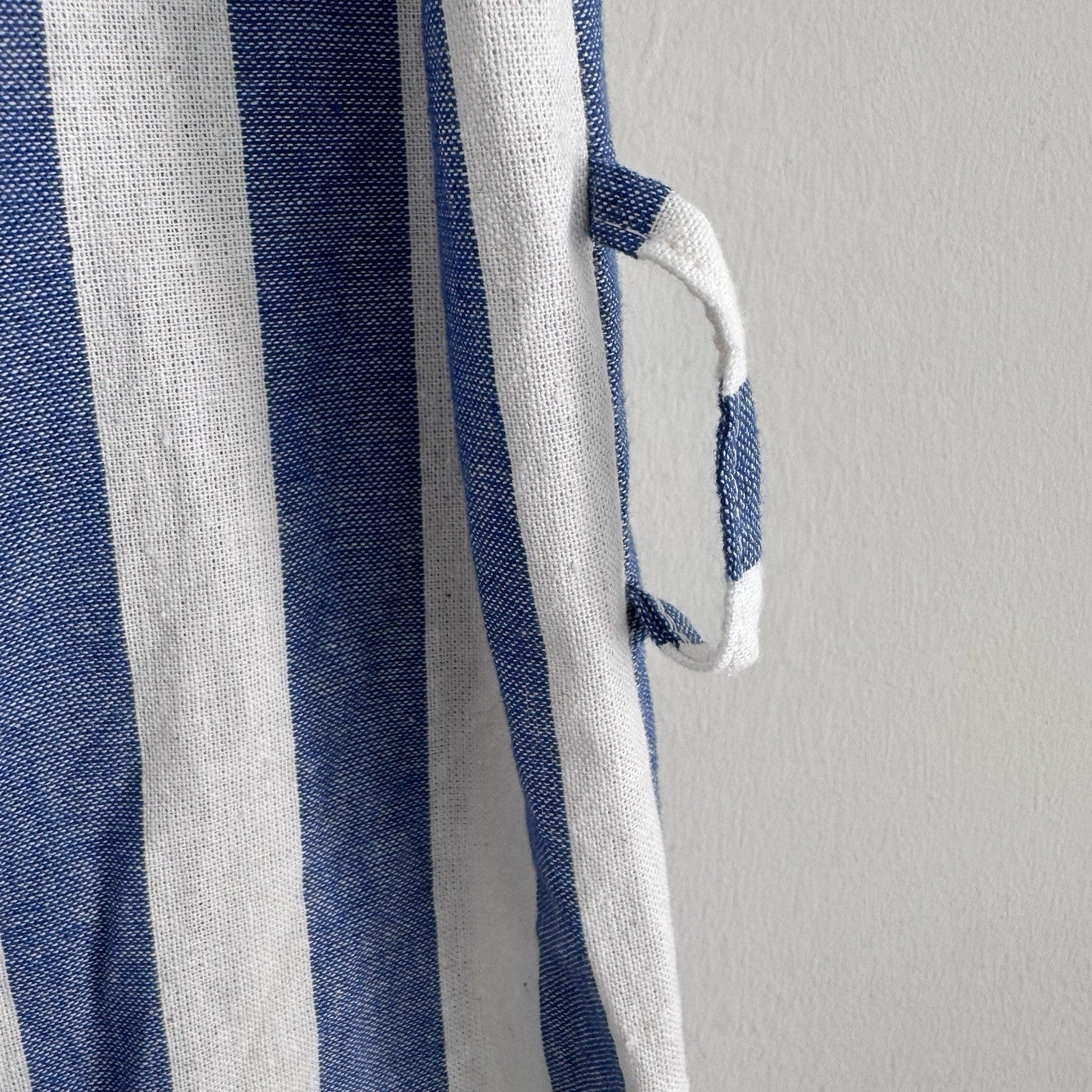 Boohoo Off Shoulder Blue Stripe Linen Dress US 10 NWT No Belt