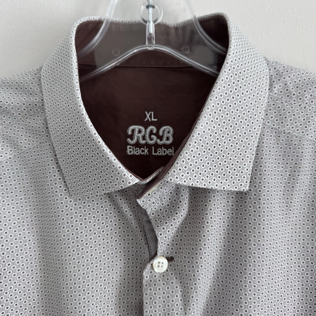 RGB Black Label XL White Micro Dot Shirt Contrast Trim 100% Cotton